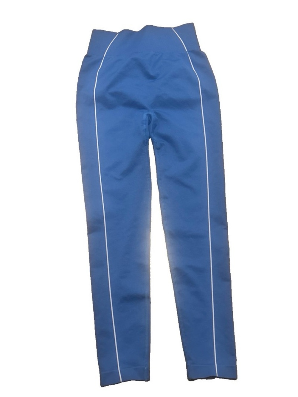 High-Rise Royal Blue Leggings with White Side Piping